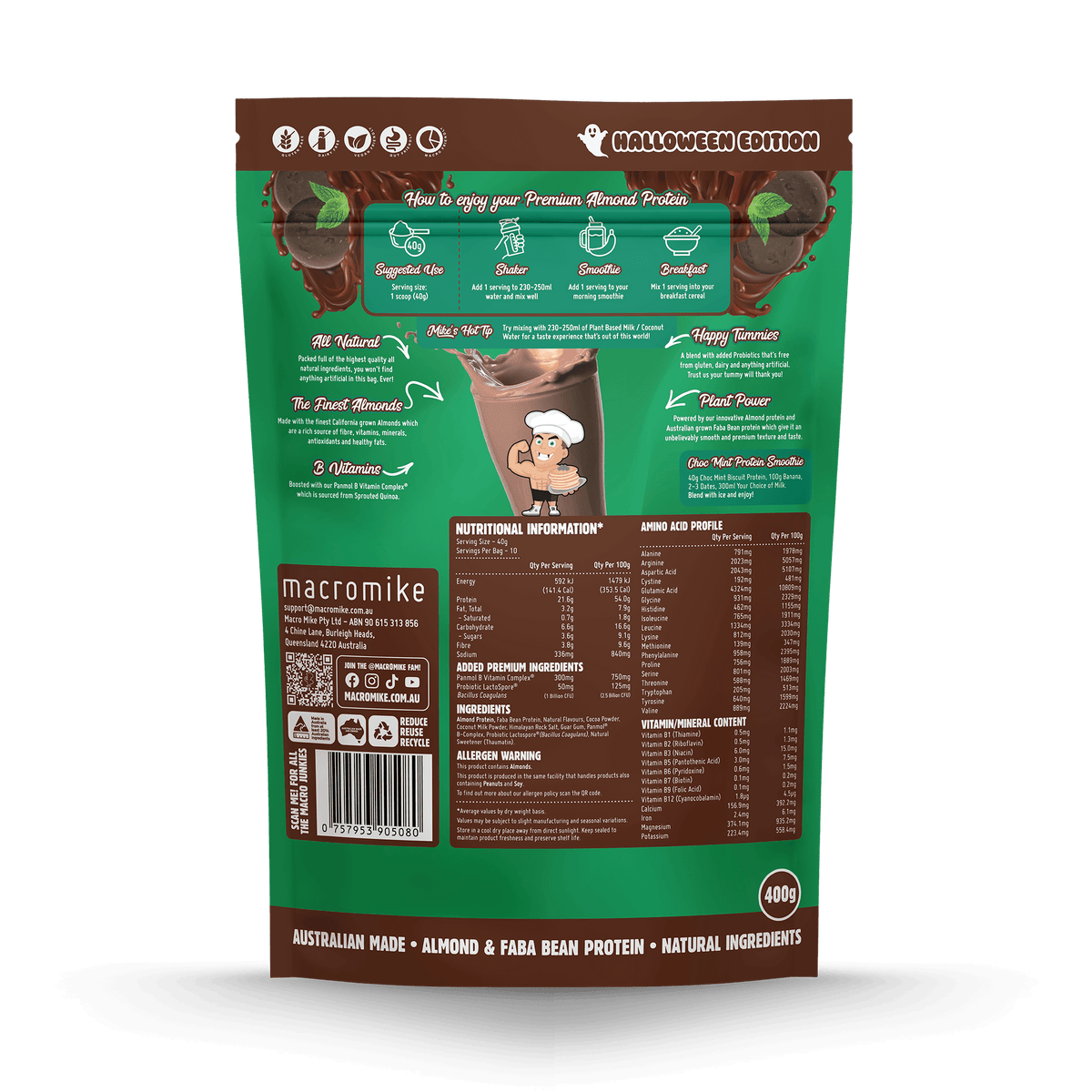 Macro Mike Almond Protein - Choc Mint Biscuit - 400g