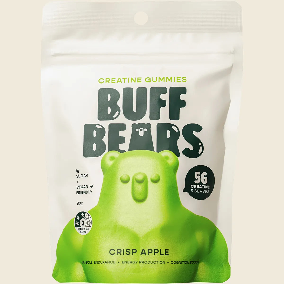 Buff Bears Creatine Gummies - Crisp Apple - 80g