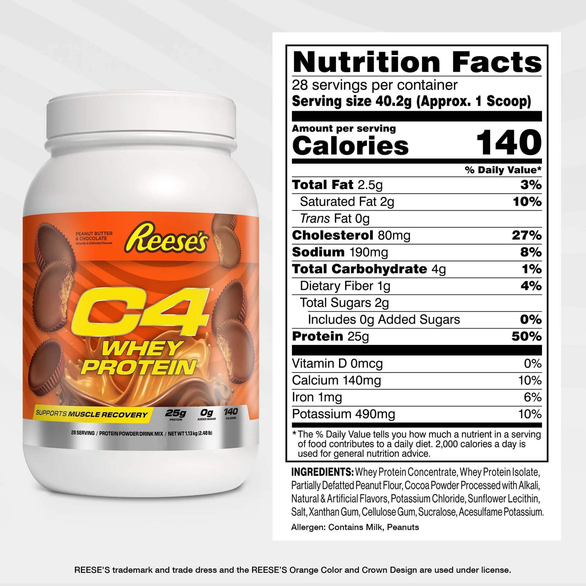 C4 Whey Protein Powder - Reese's Peanut Butter Chocolate - 1.01kg (28 Serves)