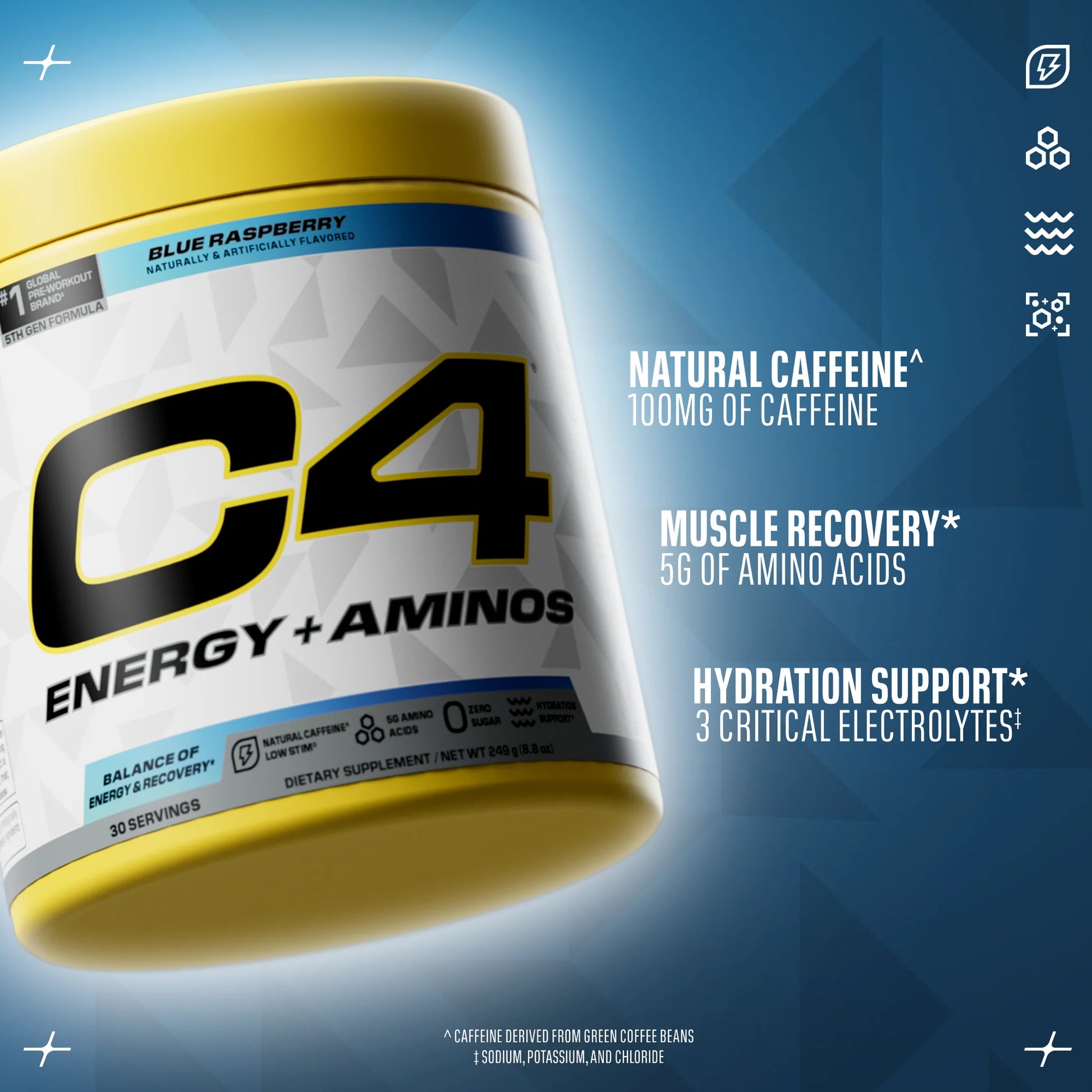 Cellucor Pre-workout Energy + Aminos - Blue Raspberry - 255g (30 Serves)