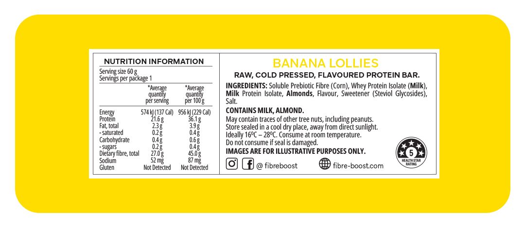 Cold Pressed Protein Bar - Banana Lollies - 60g (Single Bar)