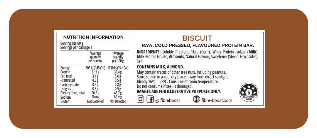 Cold Pressed Protein Bar - Biscuit - 60g (Single Bar)