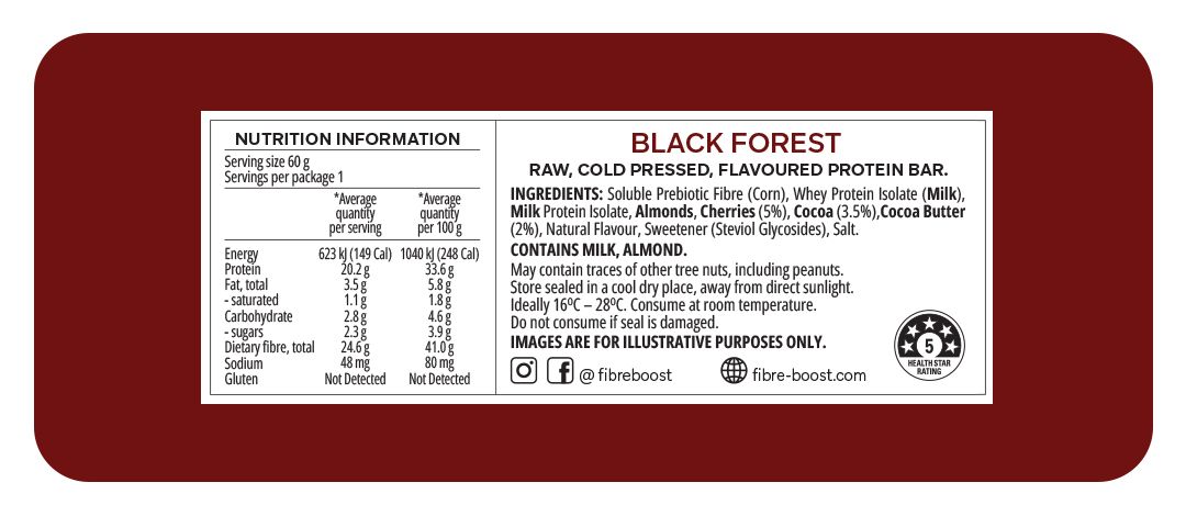 Cold Pressed Protein Bar - Black Forest - 60g (Single Bar)
