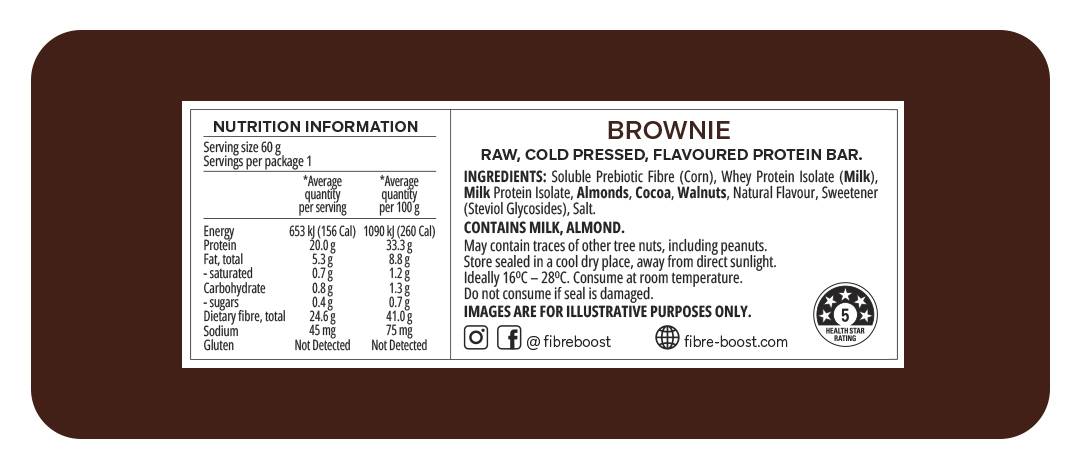 Cold Pressed Protein Bar - Brownie - 60g (Single Bar)