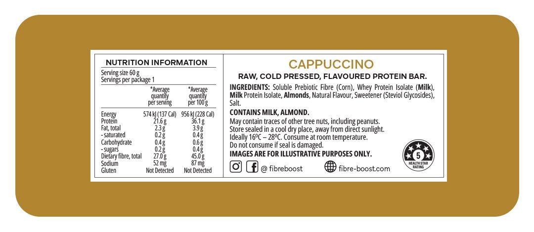Cold Pressed Protein Bar - Cappuccino - 60g (Single Bar)