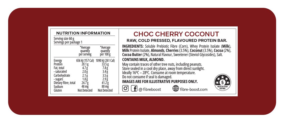 Cold Pressed Protein Bar - Choc Cherry Coconut - 60g (Single Bar)