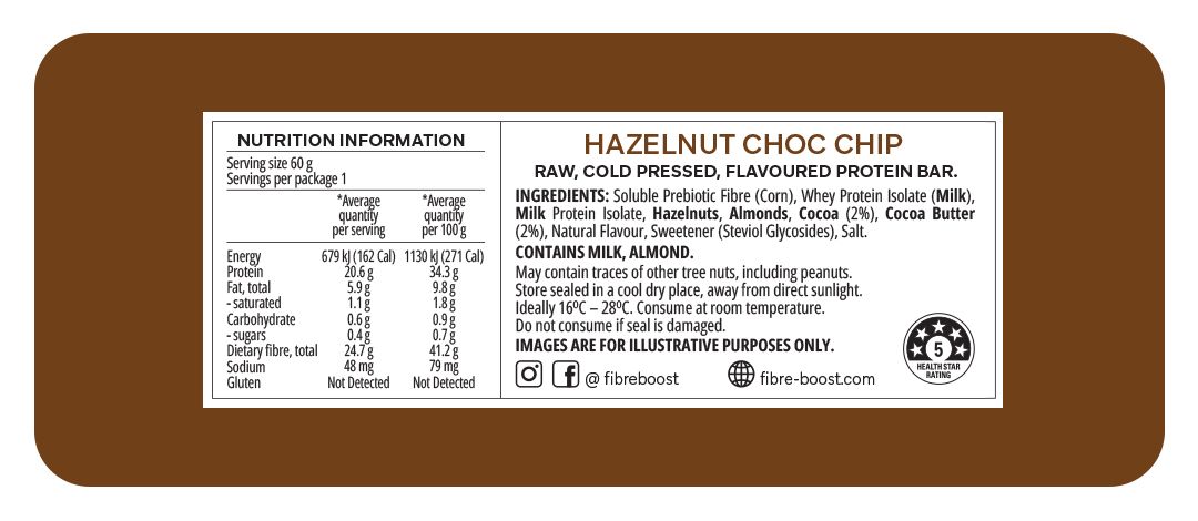 Cold Pressed Protein Bar - Choc Hazelnut - 60g (Single Bar)