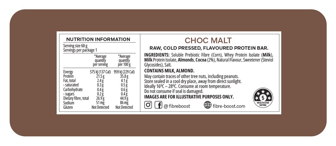 Cold Pressed Protein Bar - Choc Malt - 60g (Single Bar)