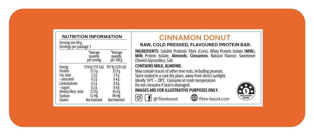 Cold Pressed Protein Bar - Cinnamon Donut - 60g (Single Bar)
