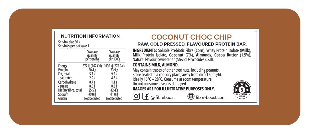 Cold Pressed Protein Bar - Coconut Choc Chip - 60g (Single Bar)