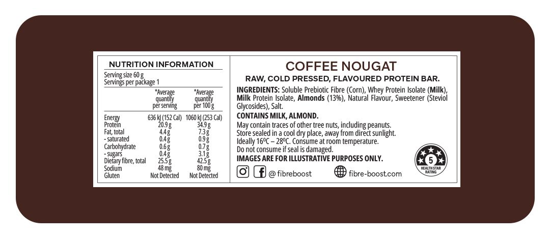 Cold Pressed Protein Bar - Coffee Nougat - 60g (Single Bar)