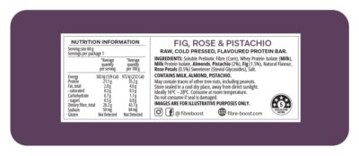 Cold Pressed Protein Bar - Fig, Rose & Pistachio - 60g (Single Bar)