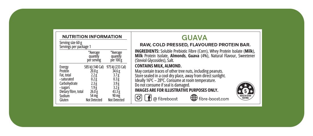 Cold Pressed Protein Bar - Guava - 60g (Single Bar)