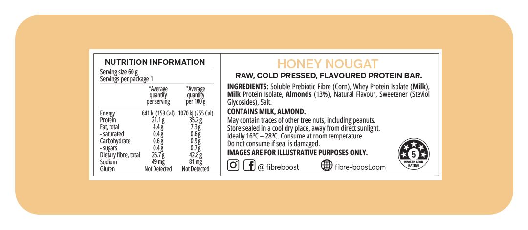 Cold Pressed Protein Bar - Honey Nougat - 60g (Single Bar)