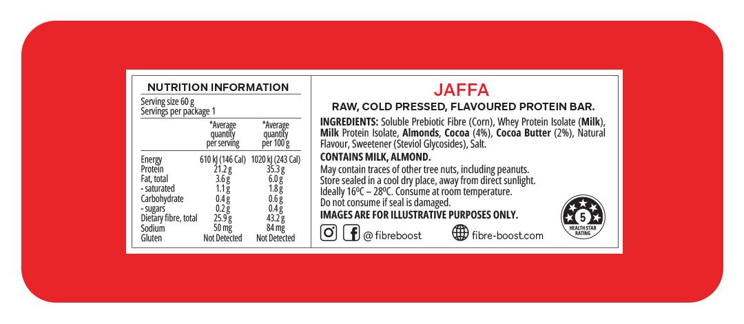 Cold Pressed Protein Bar - Jaffa - 60g (Single Bar)
