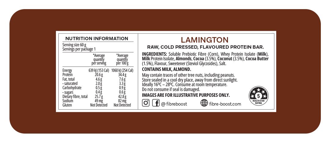 Cold Pressed Protein Bar - Lamington - 60g (Single Bar)