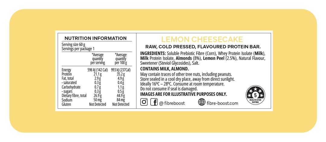 Cold Pressed Protein Bar - Lemon Cheesecake - 60g (Single Bar)
