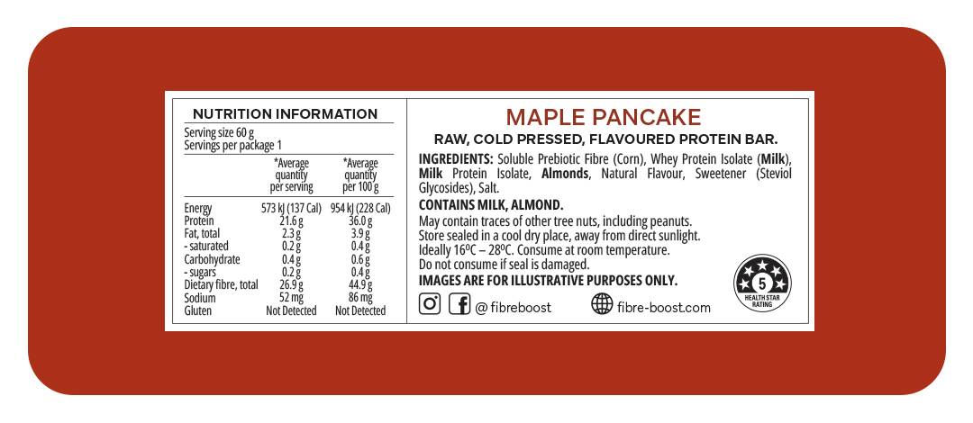 Cold Pressed Protein Bar - Maple Pancake - 60g (Single Bar)
