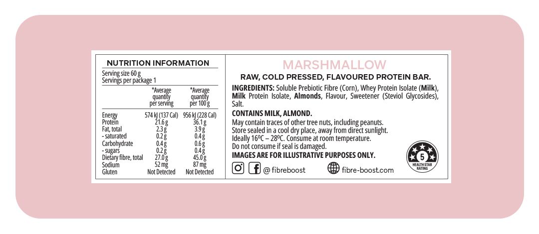 Cold Pressed Protein Bar - Marshmallow - 60g (Single Bar)