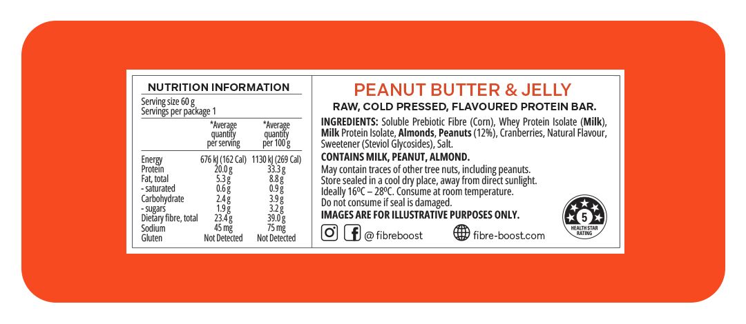 Cold Pressed Protein Bar - Peanut Butter & Jelly - 60g (Single Bar)