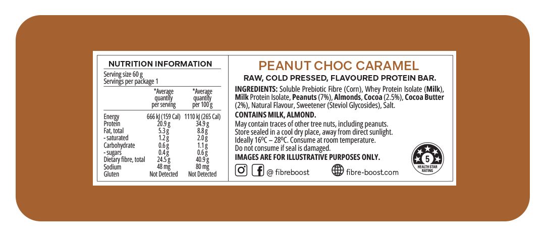 Cold Pressed Protein Bar - Peanut Choc Caramel - 60g (Single Bar)