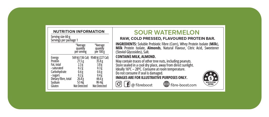 Cold Pressed Protein Bar - Sour Watermelon - 60g (Single Bar)