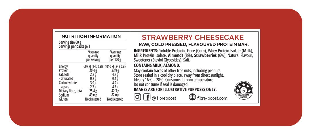 Cold Pressed Protein Bar - Strawberry Cheesecake - 60g (Single Bar)