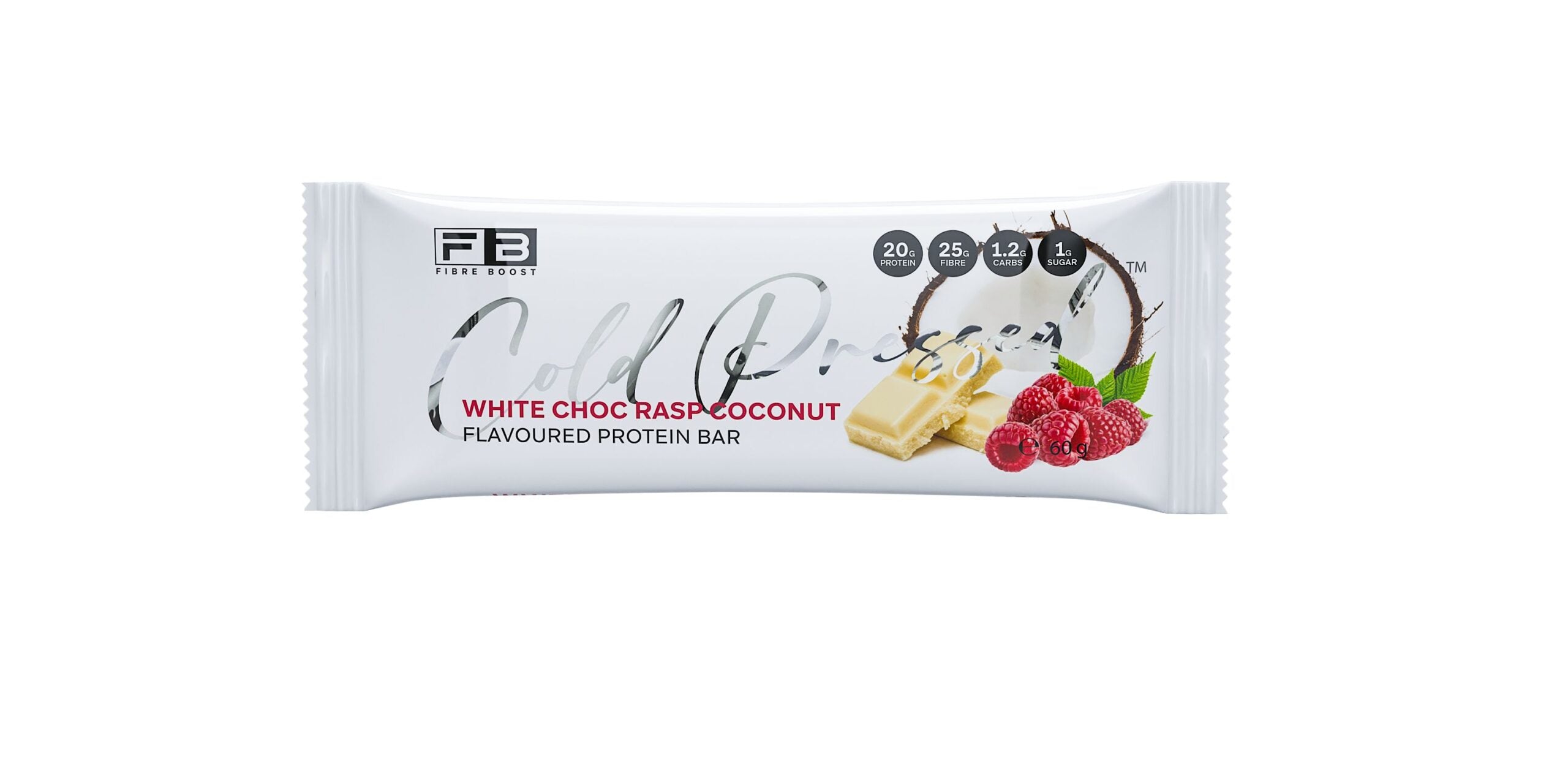 Cold Pressed Protein Bar - White Choc Raspberry Coconut - 60g (Single Bar)