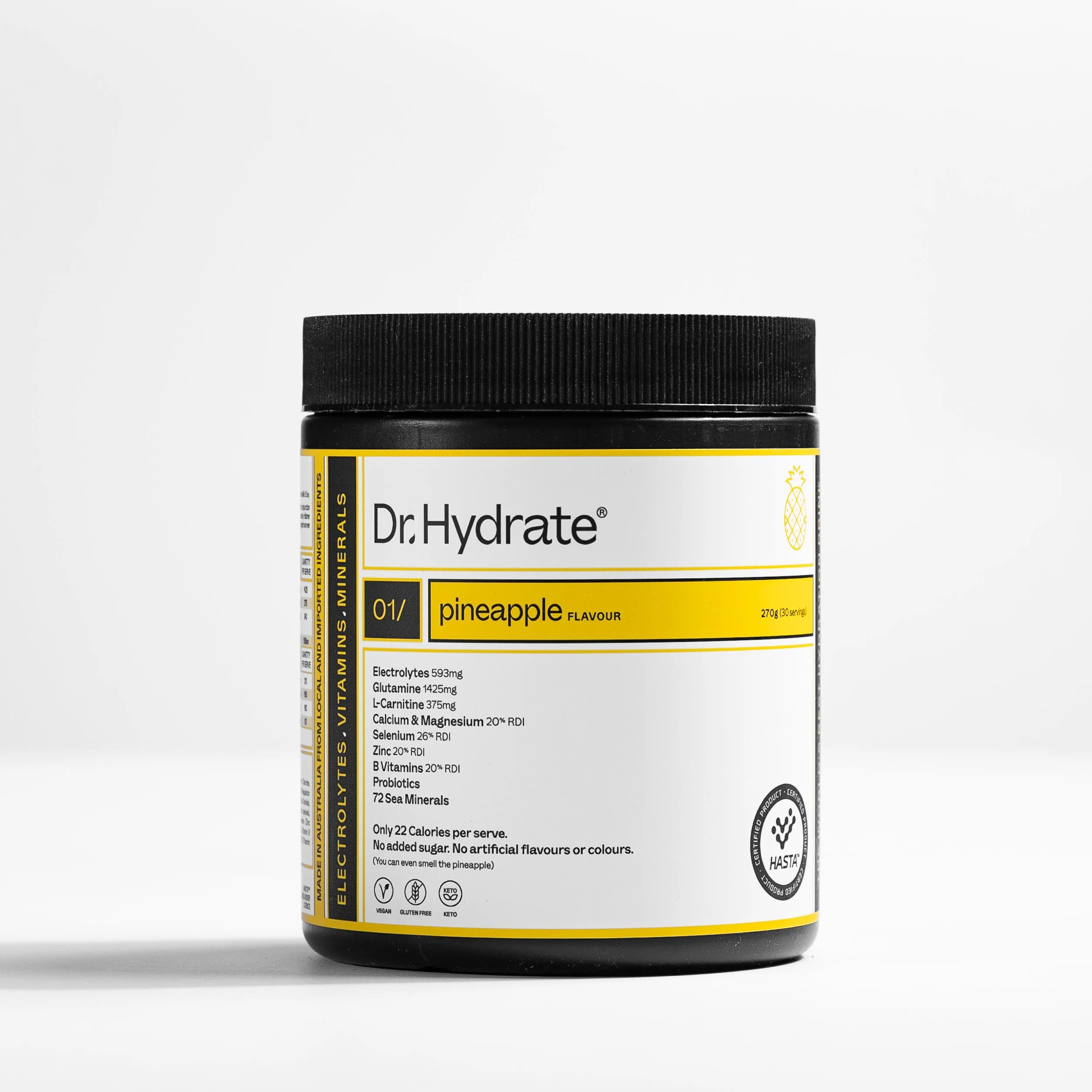 Dr Hydrate Electrolytes Tub - Pineapple - 270g (30 Serves)