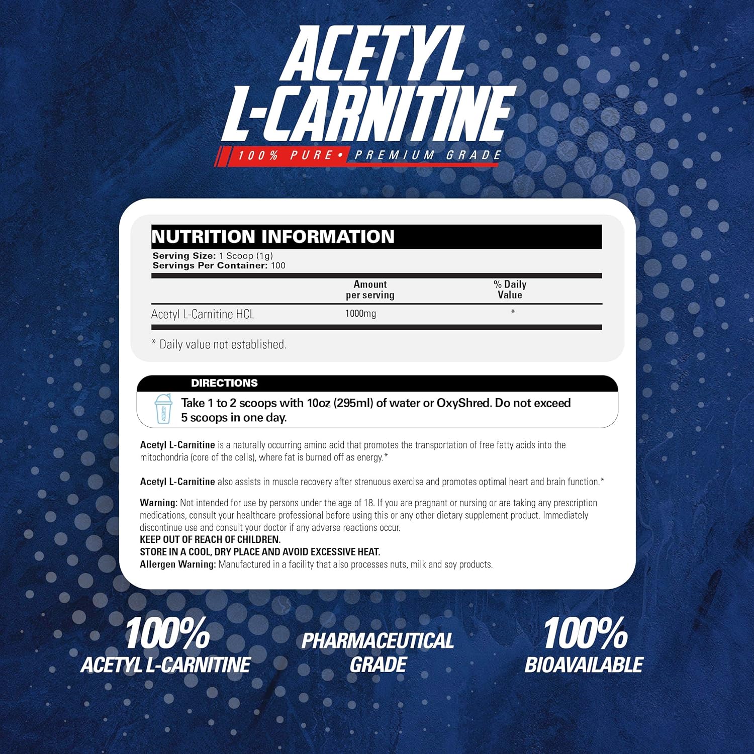 EHPlabs Acetyl L-Carnitine - 100g (100 Serves)