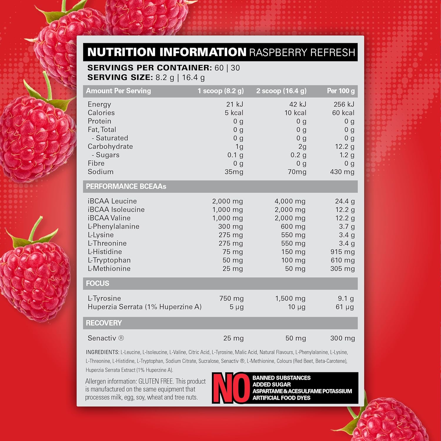 EHPlabs Beyond BCAA-EAA Intra Workout - 492g (60 Serves) - Raspberry Refresh