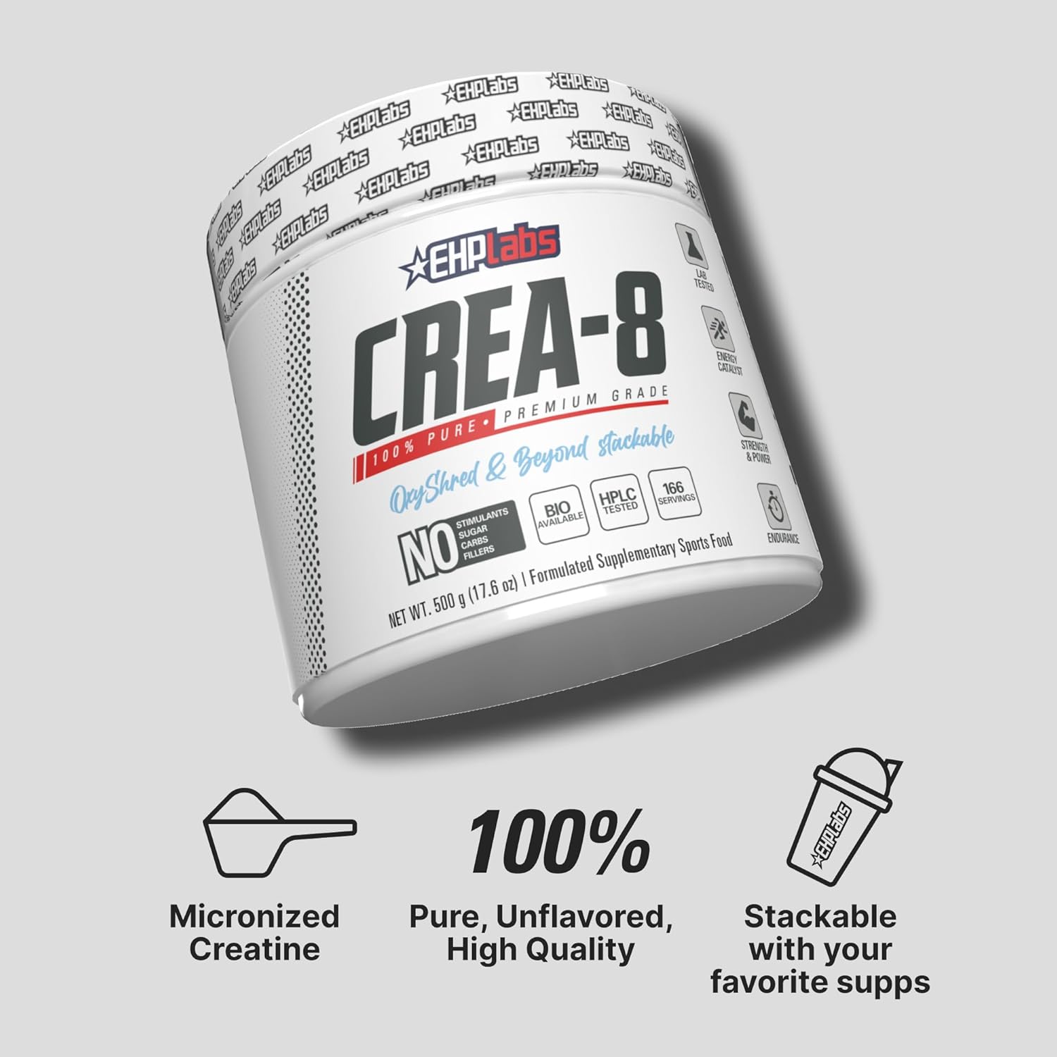 EHPlabs CREA-8 Pure Creatine Monohydrate - 500g (100 Serves)