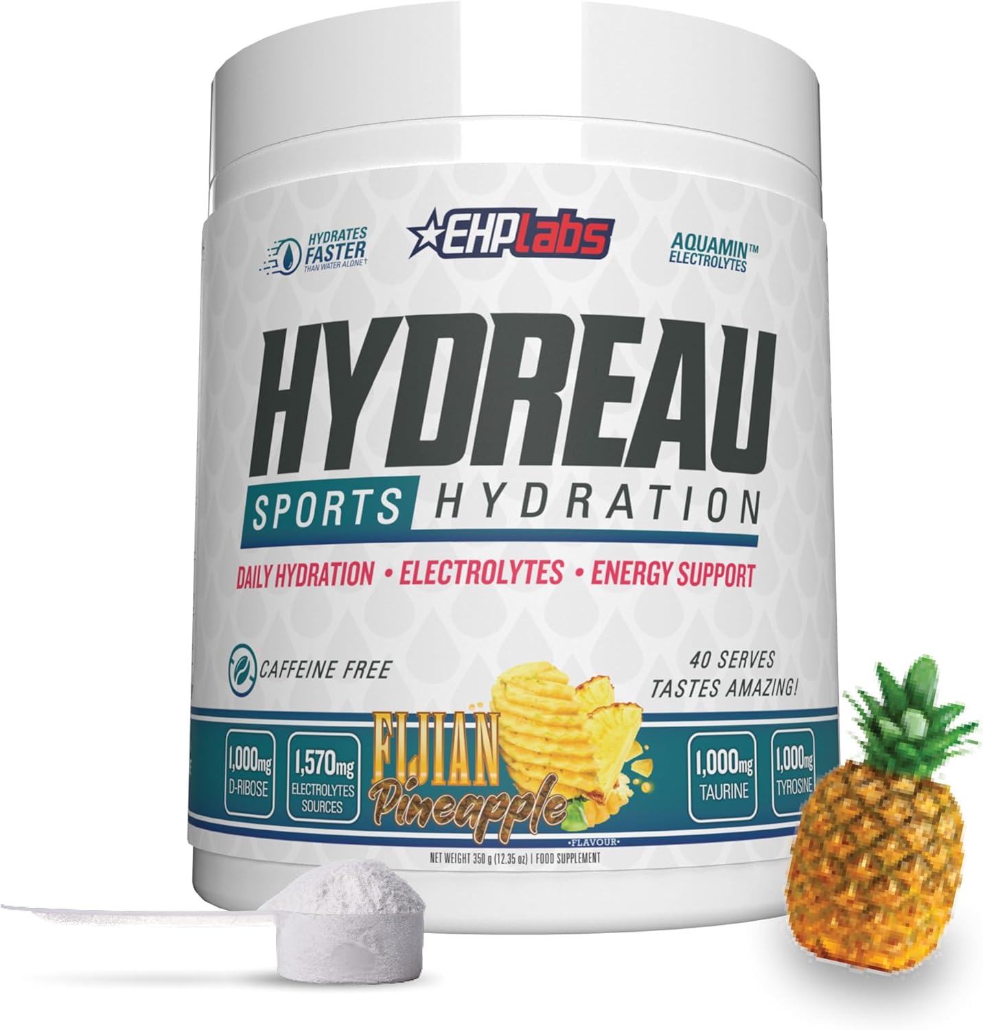 EHPlabs Hydreau Sports Hydration Powder - 299g (40 Serves) - Kiwi Strawberry