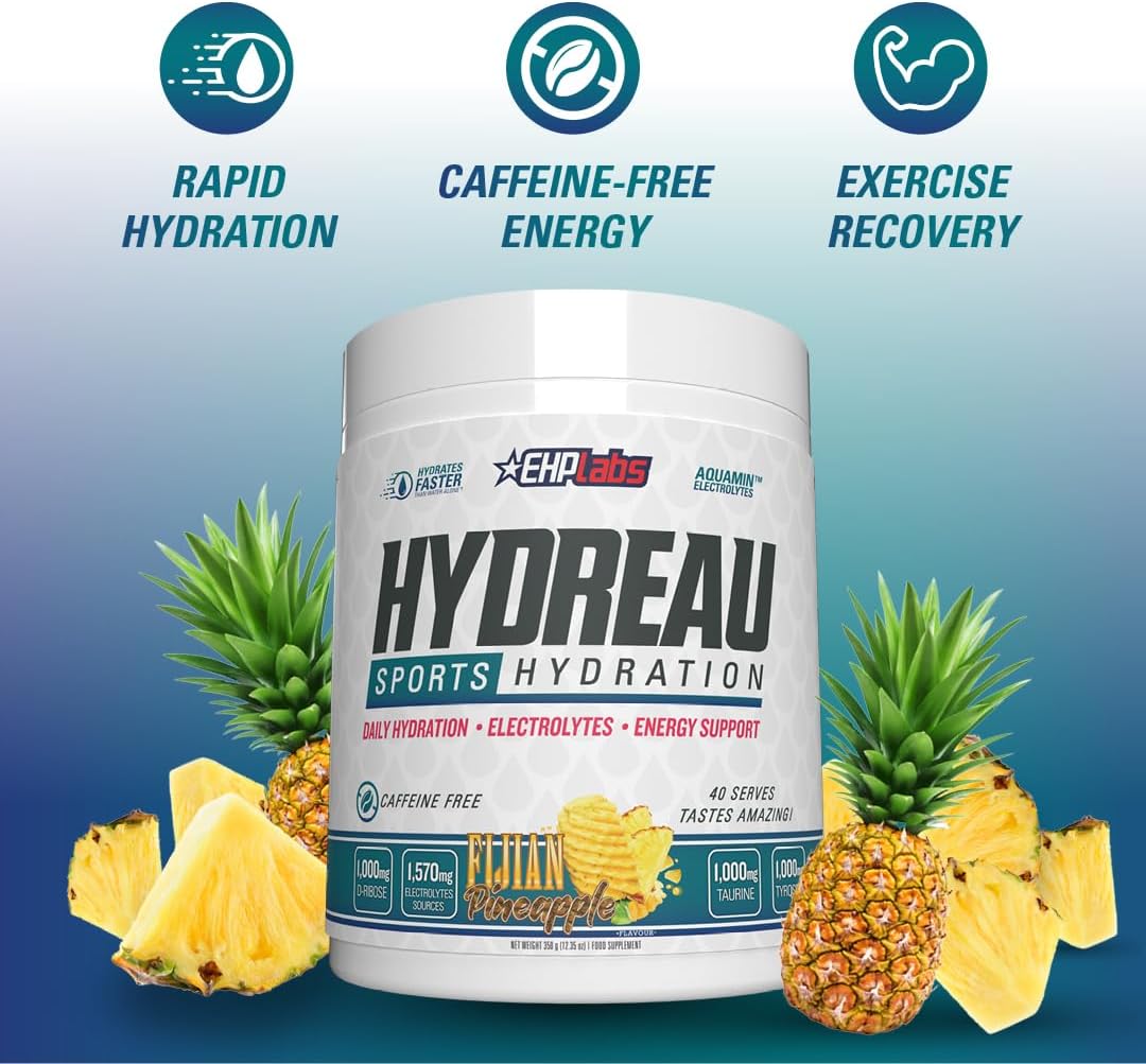 EHPlabs Hydreau Sports Hydration Powder - 299g (40 Serves) - Kiwi Strawberry