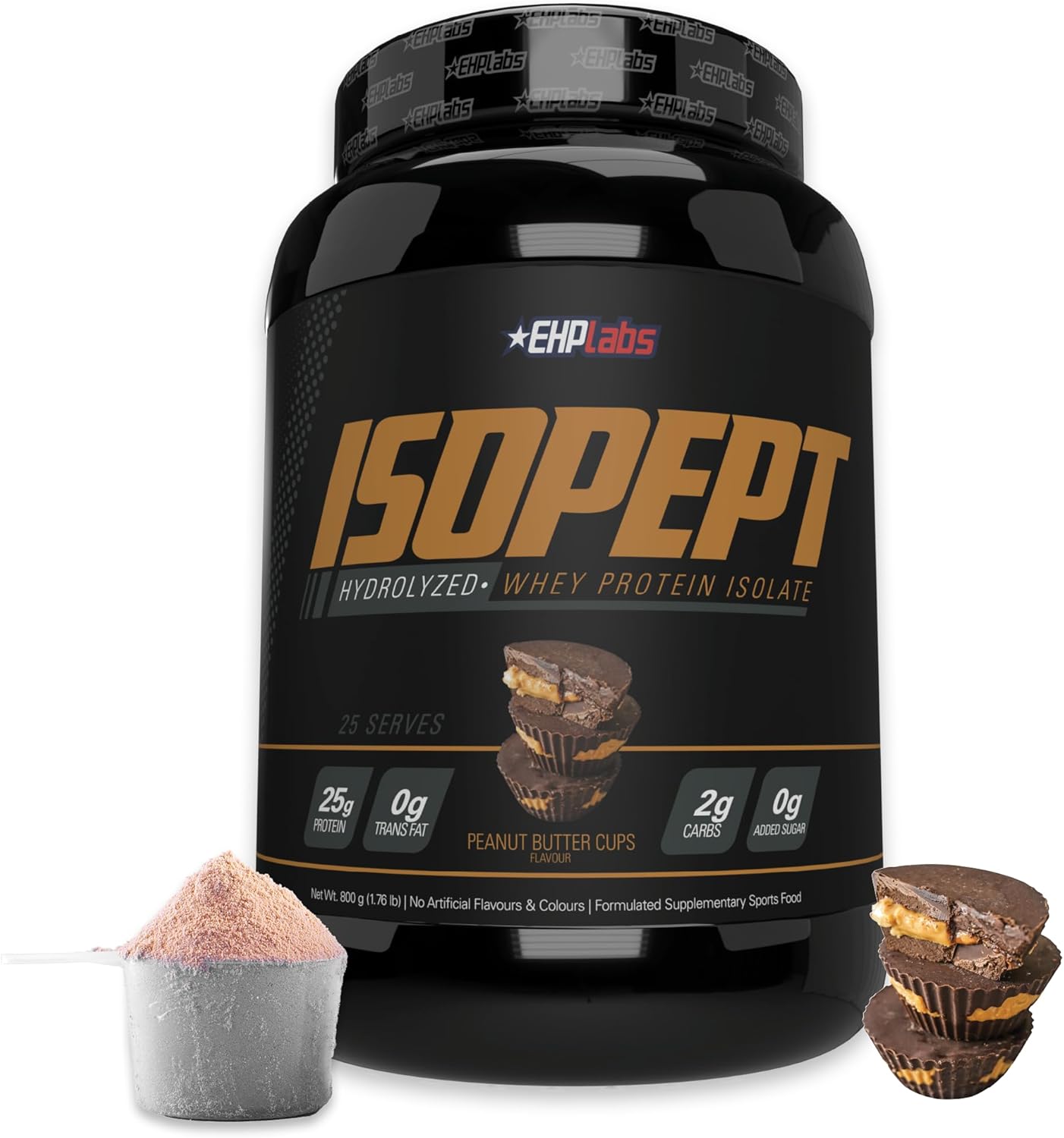 EHPlabs ISOPEPT Hydrolyzed Whey Protein Isolate - 800g (25 Serves) - Peanut Butter Cups
