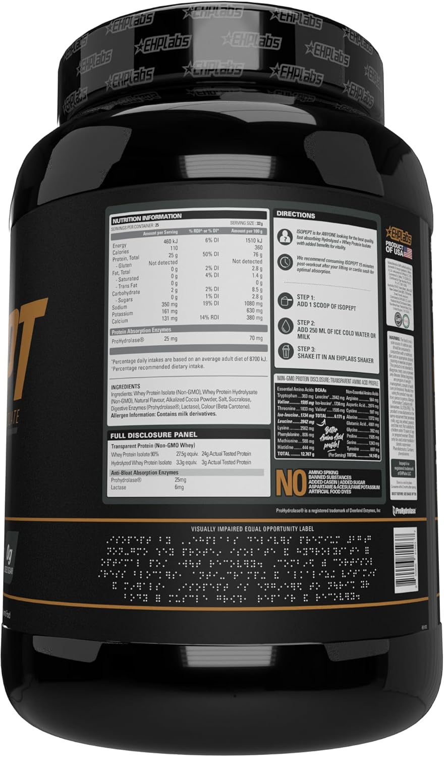 EHPlabs ISOPEPT Hydrolyzed Whey Protein Isolate - 800g (25 Serves) - Peanut Butter Cups