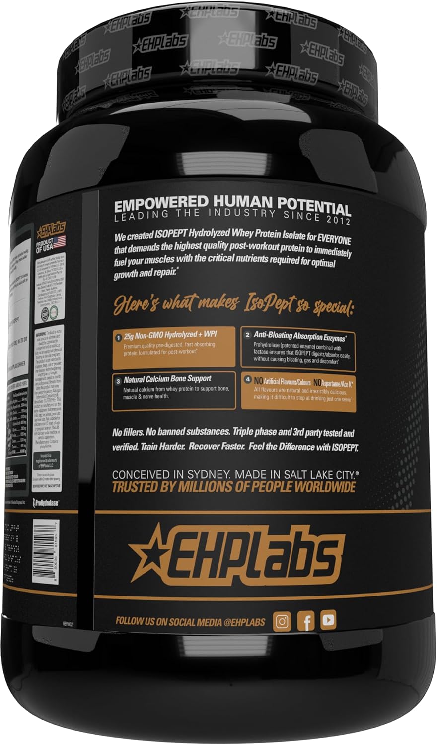 EHPlabs ISOPEPT Hydrolyzed Whey Protein Isolate - 800g (25 Serves) - Peanut Butter Cups