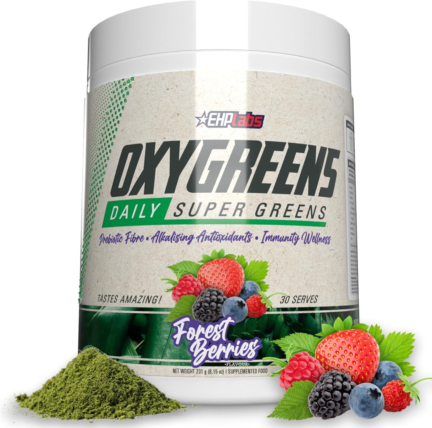 EHPlabs OxyGreens Daily Super Greens Powder - 231g (30 Serves) - Forest Berries