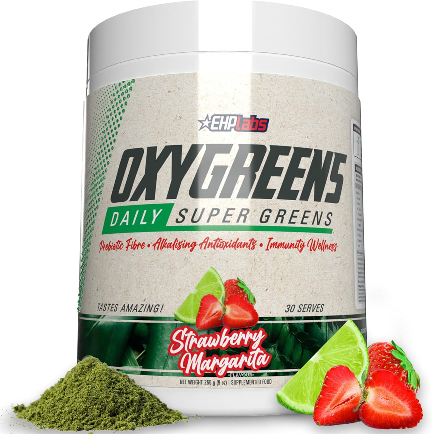 EHPlabs OxyGreens Daily Super Greens Powder - 255g (30 Serves) - Strawberry Margarita