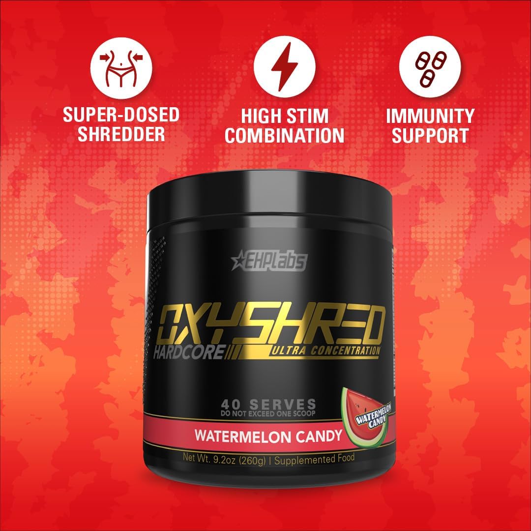 EHPlabs OxyShred Hardcore Ultra Concentrate - 260g (40 Serves) - Watermelon Candy