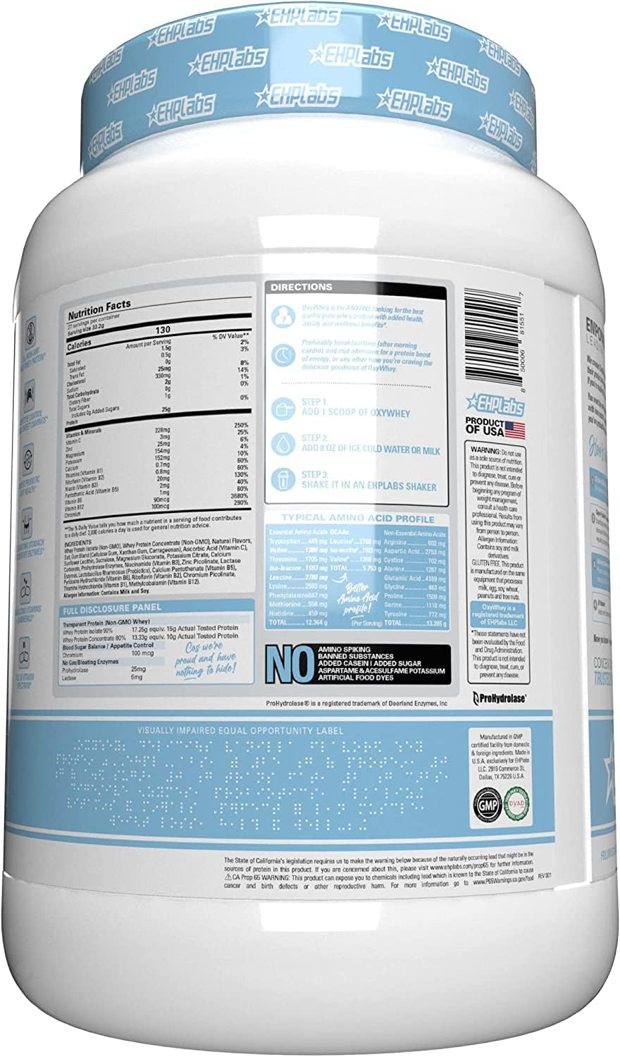 EHPlabs OxyWhey Daily Lean Whey Protein - 825g (25 Serves) - Vanilla Ice Cream