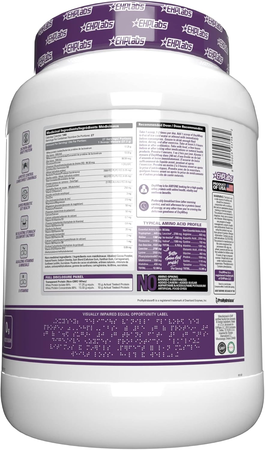 EHPlabs OxyWhey Daily Lean Whey Protein - 925g (25 Serves) - Delicious Chocolate
