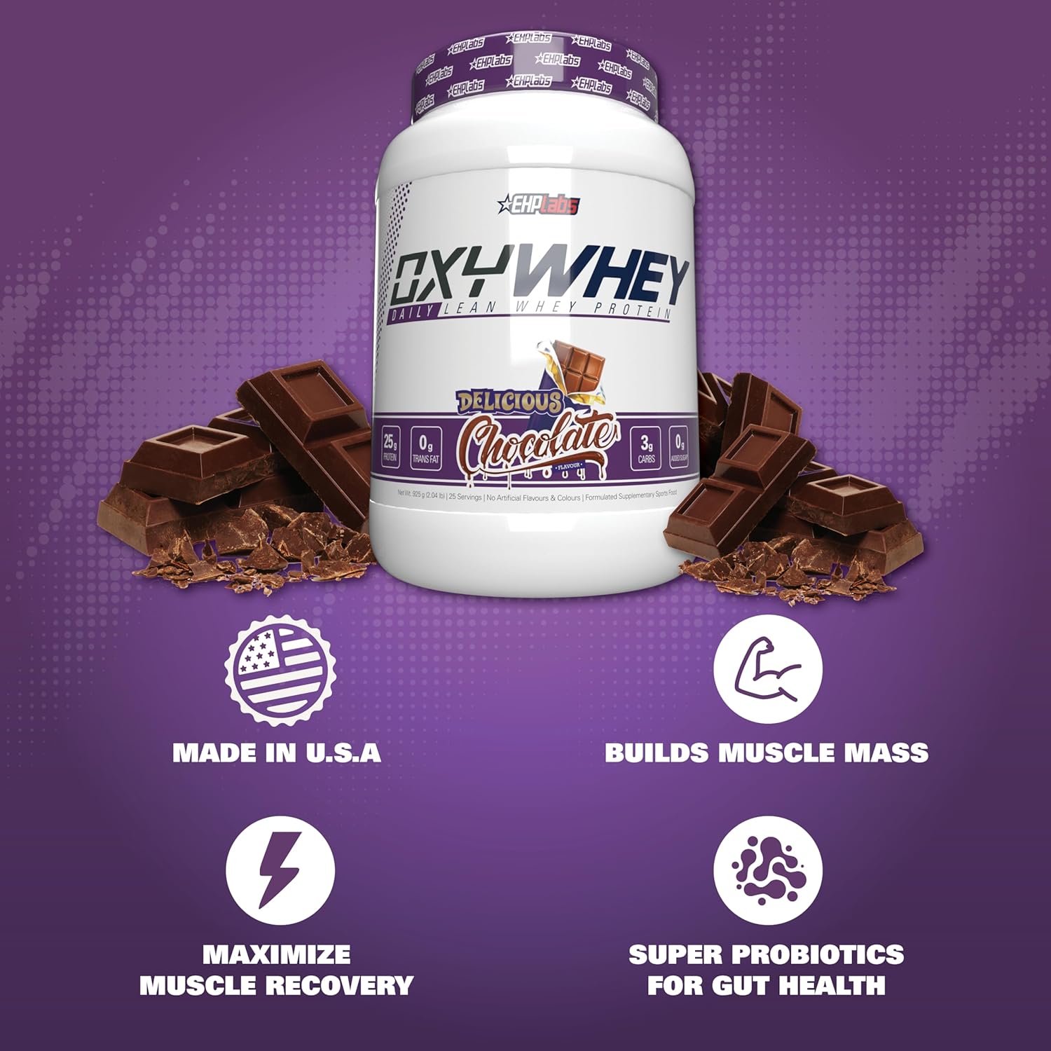 EHPlabs OxyWhey Daily Lean Whey Protein - 925g (25 Serves) - Delicious Chocolate