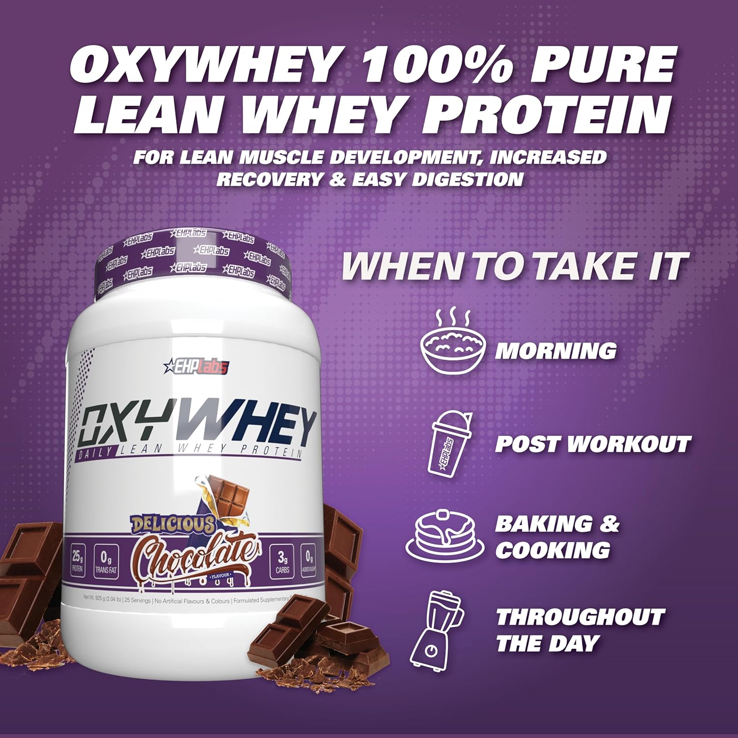 EHPlabs OxyWhey Daily Lean Whey Protein - 925g (25 Serves) - Delicious Chocolate