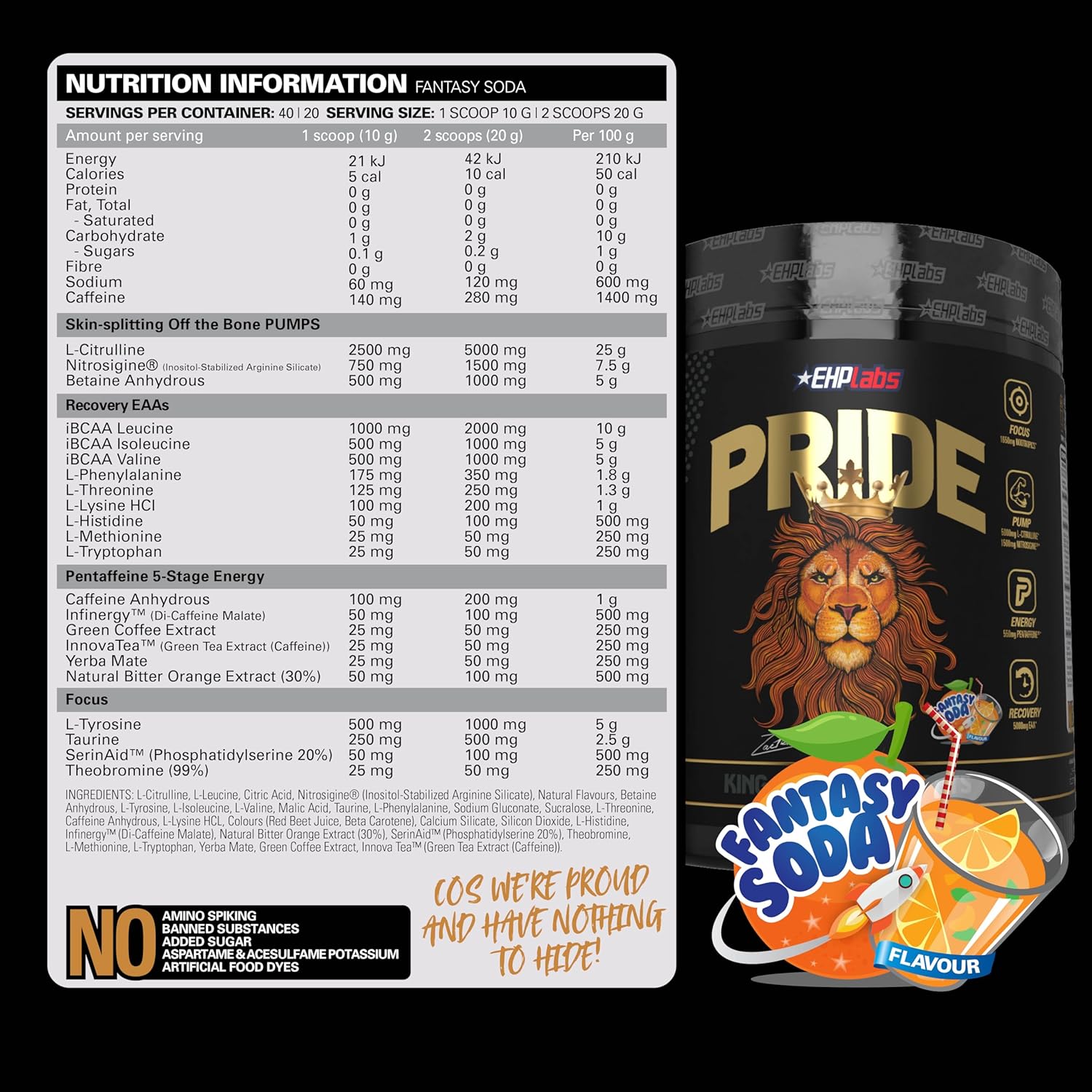EHPlabs Pride Pre-Workout - 400g (40 Serves) - Fantasy Soda