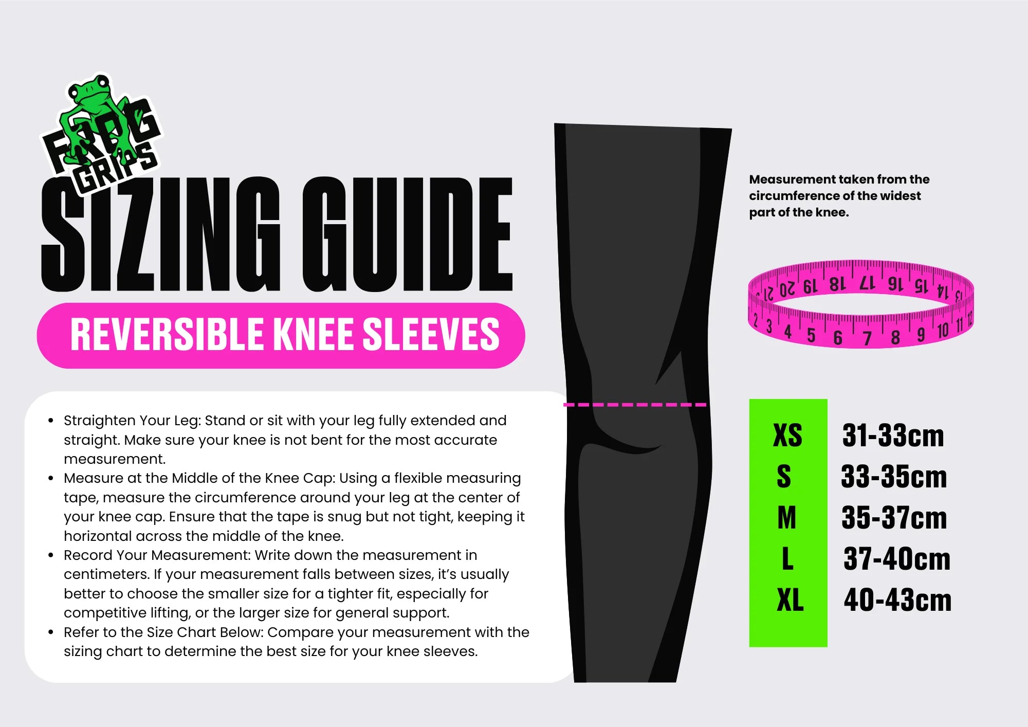 Frog Grips Reversible Knee Sleeves - Large - Black/White