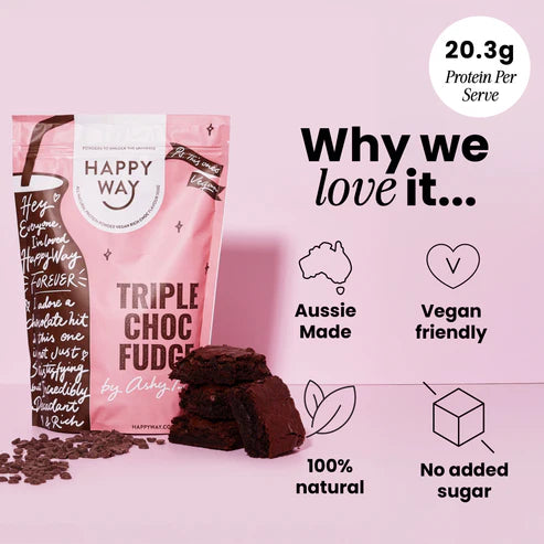 Happy Way Ashy Bines Vegan Protein Powder - Triple Choc Fudge - 500g