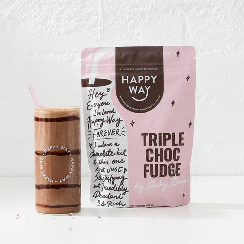 Happy Way Ashy Bines Whey Protein Powder - Triple Choc Fudge - 500g