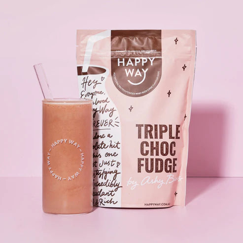 Happy Way Ashy Bines Whey Protein Powder - Triple Choc Fudge - 500g