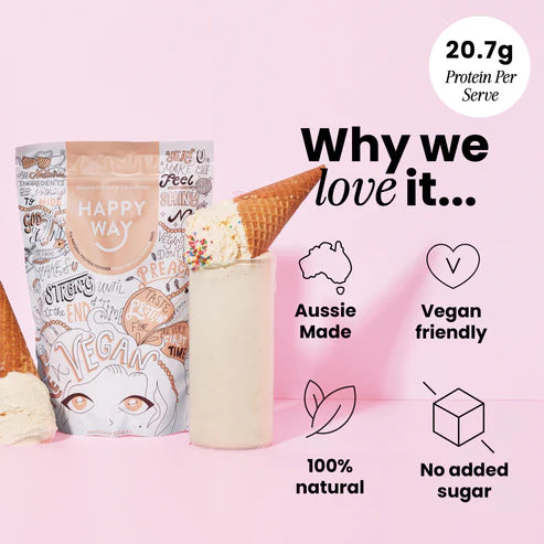 Happy Way Vegan Protein Powder - Vanilla - 1kg